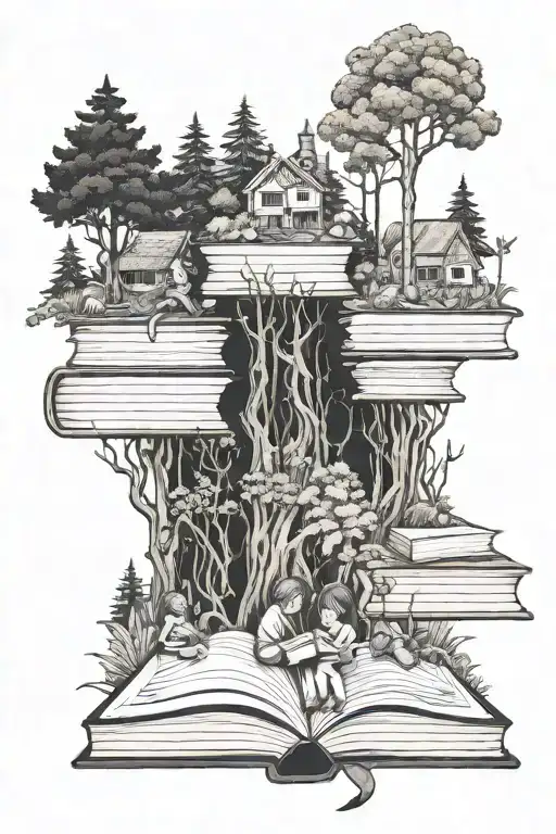 Books Forest Scene Featuring Children