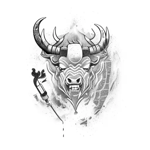 A Fierce Bull Wielding A Welding Torch