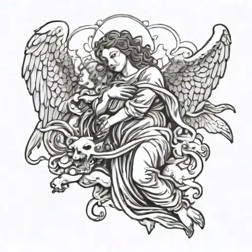 Angel Being Held By Demons