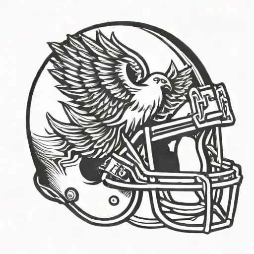 A Stylized Football Helmet Incorporating Christian Symbols Such As A Cross Or Dove