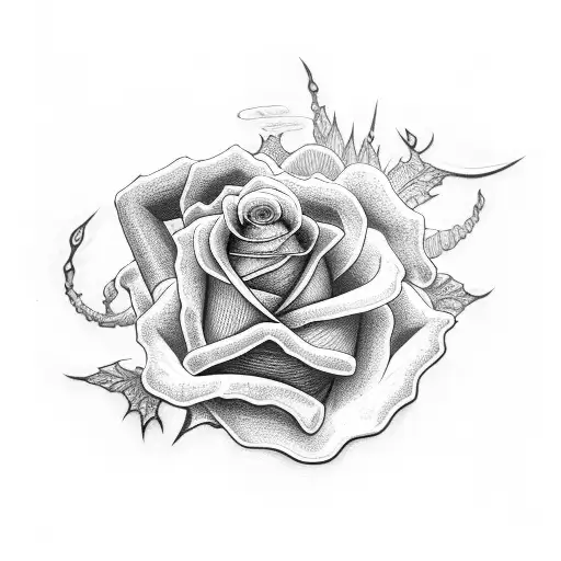 Rose And A Dragon In The Spine