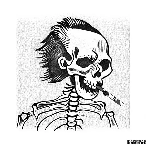 Van Gogh Smoking Skeleton With Raven