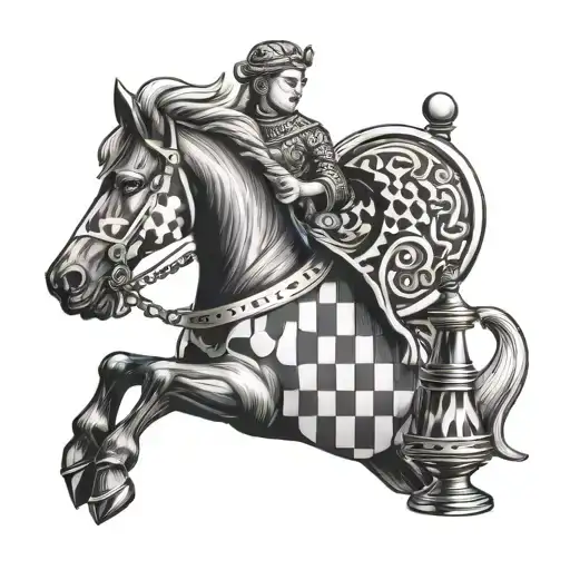 Chess Horse With A Chess Piece Form With The Expression Alea Acta Est