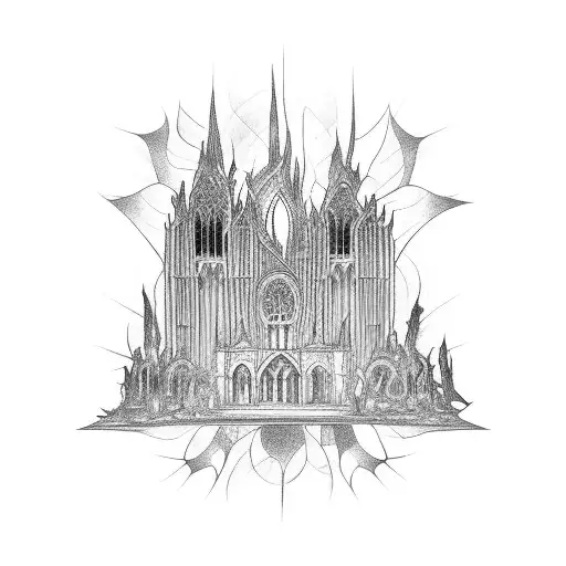 Gothic Cathedral Engulfed In Flames