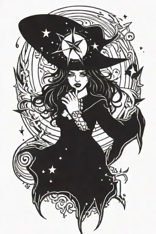 Witchy Style Design Combining Elements Like Stars And Moons