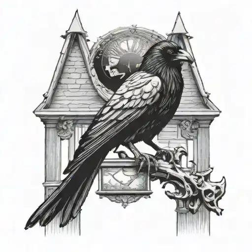 Raven Perched Atop Chamber Door