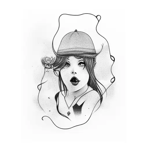 Realistic Black Tatoo With Girl On A Swing