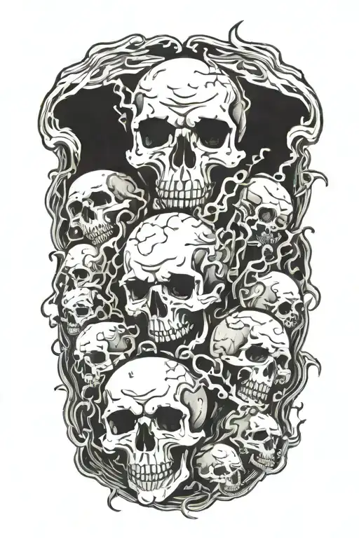 Ground Filled With Skull And Ghost Flying Out From The Skulls Into The Air