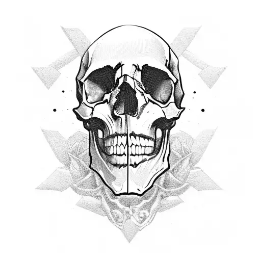 Skull Drawn In A Sketch Style With Crosshatching Details