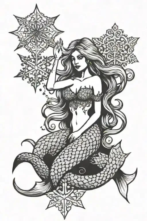 Mermaid Holding A Snowflake