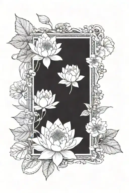 An Elegant Design Of Waterlilies And Huckleberries Merging Into A Beautiful Botanical Pattern