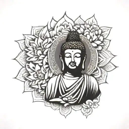 Buddha And Mandala Flower
