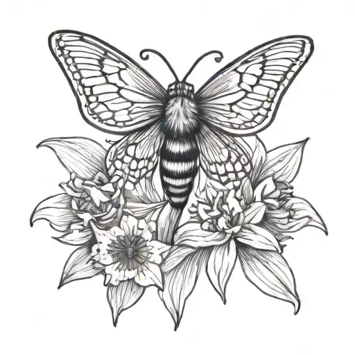 Moth And Daffodil Combined