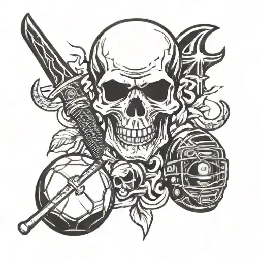 Skull And Football And Pirates And Hockey