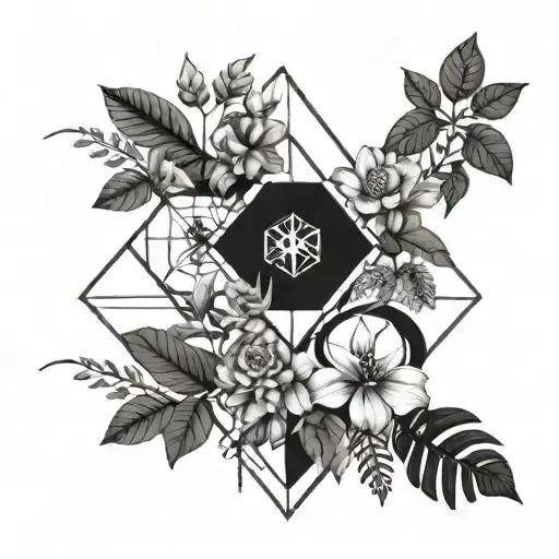A Geometric Design Incorporating Elements Of Exo's Logo And Plant Imagery