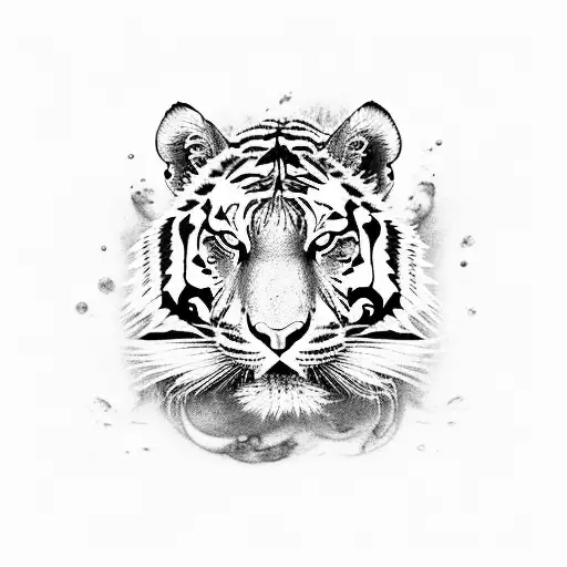 A Mystical Tiger Surrounded By Swirling Potions And Spell Books