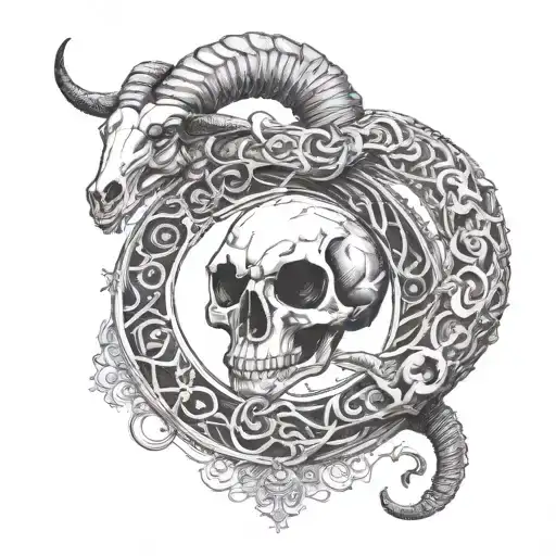 Ouroboros Tattoo With A Goat Skull
