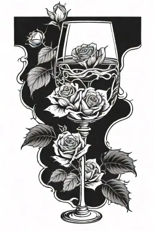 Wine Glass Wrapped In Rose