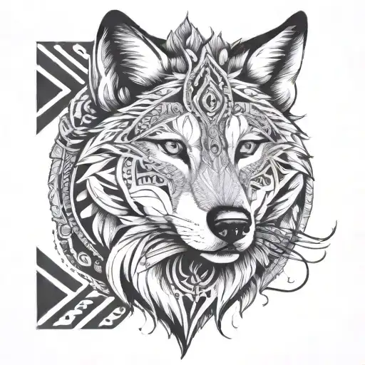 An Intricate Wolf Design Blending Tribal Patterns With The Beauty Of Nature