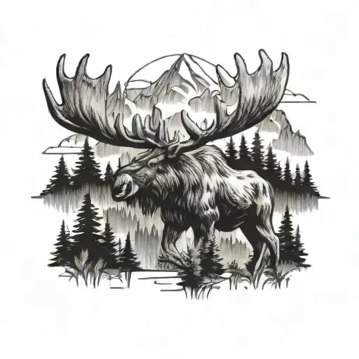 Moose With Nature In The Background