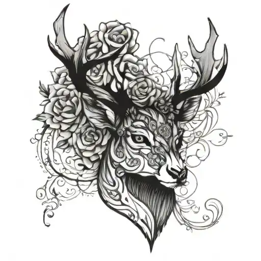 Deer God Wearing A Veil