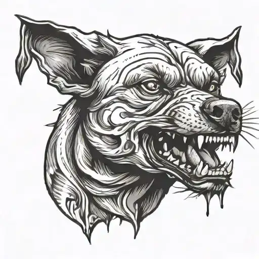 Angry Dog Is Bitting The Human Heart