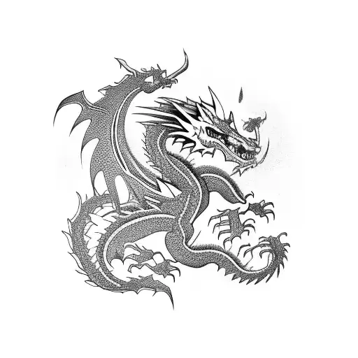 A Fierce Dragon Battling A Futuristic Race Car