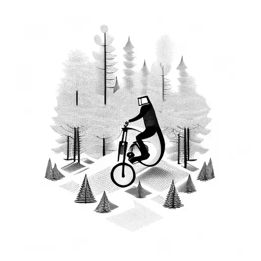 A Motorcycle Speeding Through A Forest With A Trail Of Musical Notes Behind It
