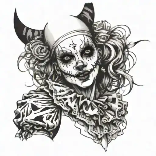 Gothic Clown Woman From The Front