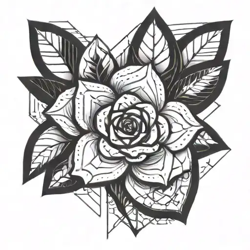 A Geometric Rose Design Incorporating Elements Of Money Symbols