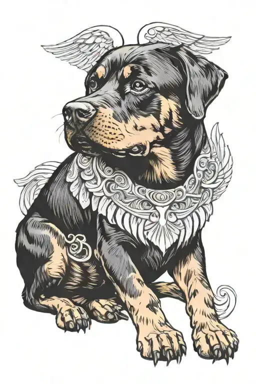 Rottweiler With Angel Wings