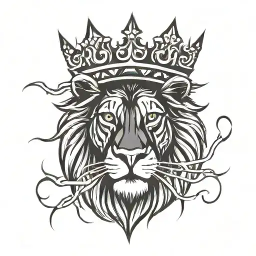 A Tribal Lion Wearing A Crown Of Thorns