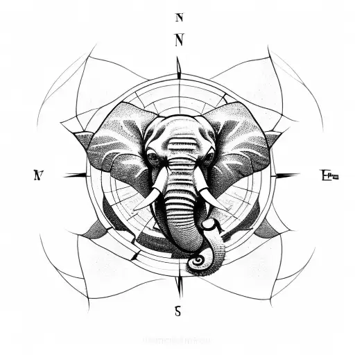 Angry Elephant With Compass