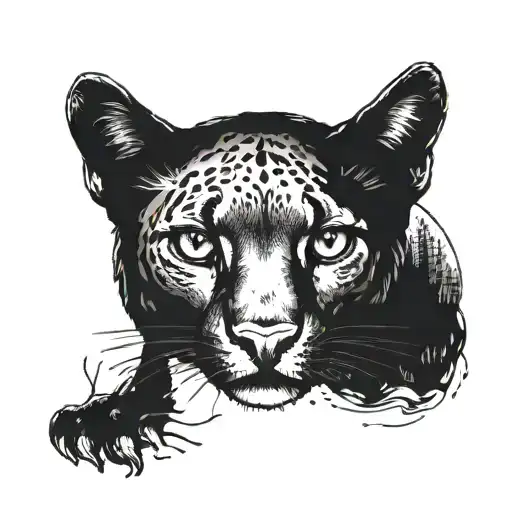 A Black Puma With Blue Eyes Stalking Through A Moonlit Forest