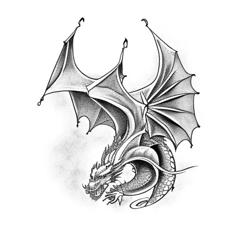 A Music-themed Tattoo Featuring A Dragon