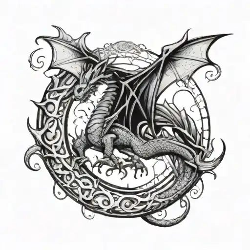 Dragon In Crescent Moon