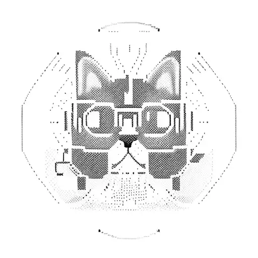 A Pixelated Cat Wearing A Vr Headset Playing A Video Game