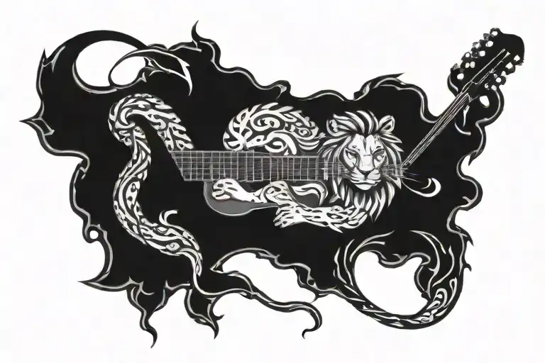 Lion Guitar And Snake Wrapped