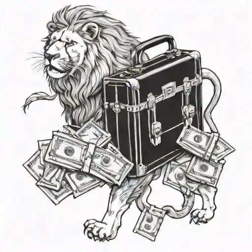 A Lion Holding A Briefcase Full Of Money