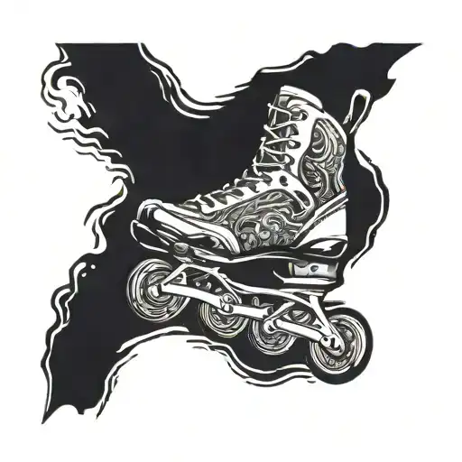 A Rollerblade With Intricate Ocean Waves Incorporated Into The Design