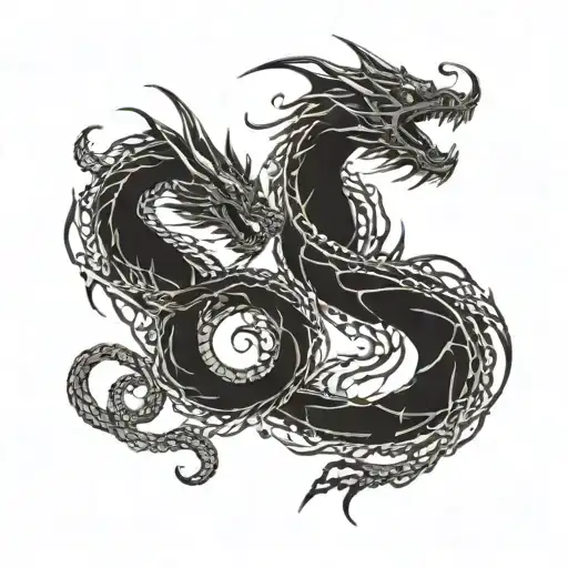 2 Dangerous Dragon Strangled To Each Other Creating A Infinity