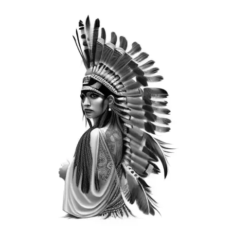 A Native Brasilian Woman In A Feathered Headdress