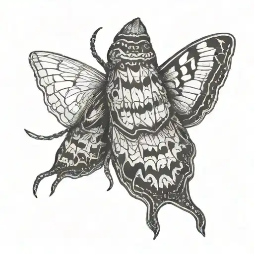 A Tattoo In The Form Of A Moth In A Gloomy Style