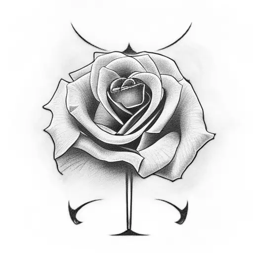 Rose With Name Connecting To A Cross With Name With Clouds Behind It