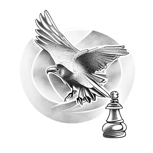 Raven With A Chess Piece