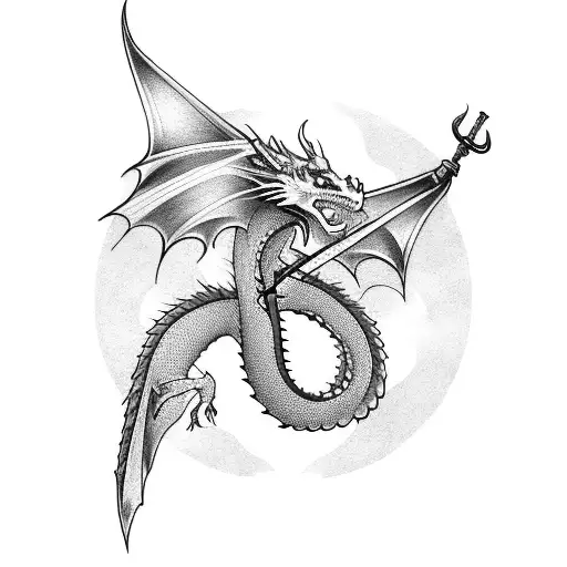 Dragon Standing With Sword