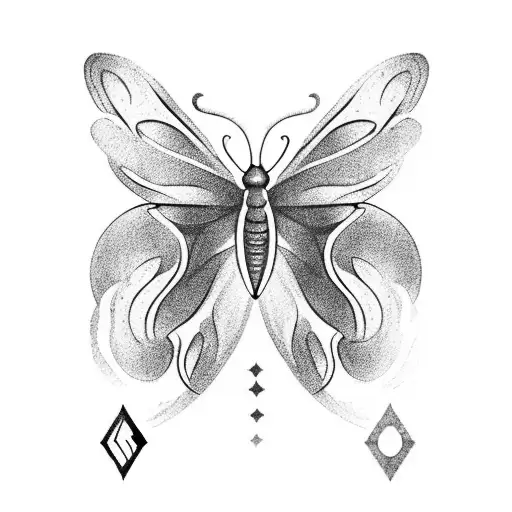 A Blackwork Butterfly With An Infinity Symbol Incorporated Into Its Wings