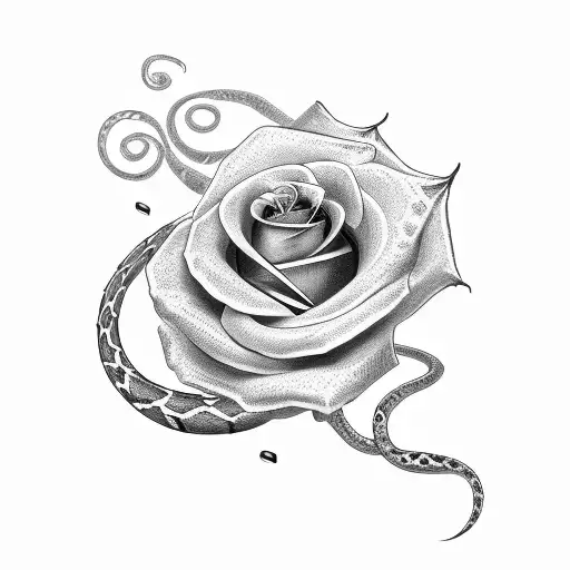 Vexo Text With A Snake And A Wine Red Rose