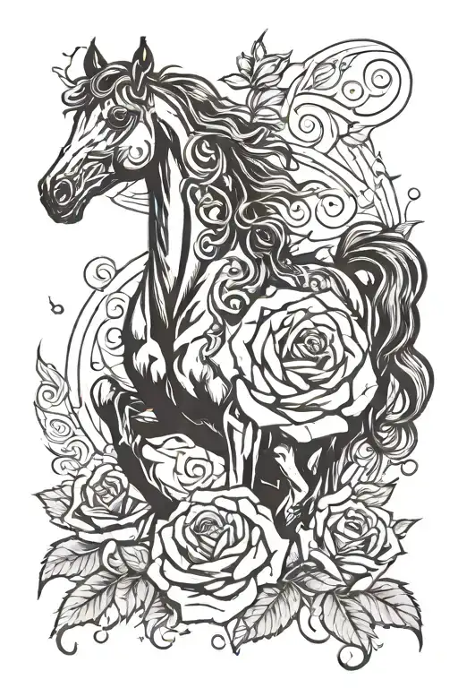 Horse And Rose