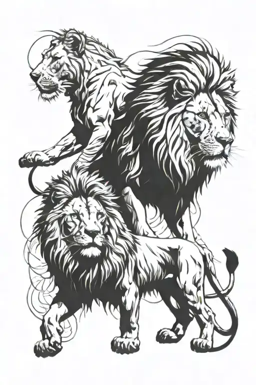Lion And Lioness Stepping